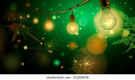 Garland. Vector illustration  with handmade lighting garland for Patio, Wedding, Party, Christmas Light, Party Lights and Decoration. Useful for postcards, posters, prints, invitations.