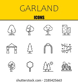 garland vector line icons set. tree, tree and tree Icons. Thin line design. Modern outline graphic elements, simple stroke symbols stock illustration