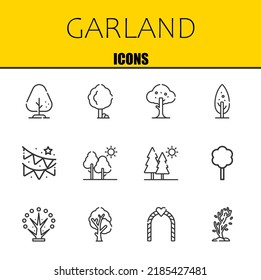 garland vector line icons set. tree, tree and tree Icons. Thin line design. Modern outline graphic elements, simple stroke symbols stock illustration