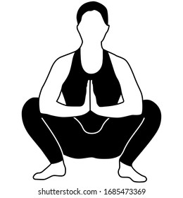 Garland Yoga Pose Illustration Icon Stock Vector (Royalty Free ...