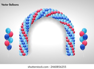 Guirnaldas de globos. Globos de colores blanco dorado negro línea y arco. Arco de globos. Conjunto de globos blanco negro dorado. Objetos vectoriales sobre fondo transparente