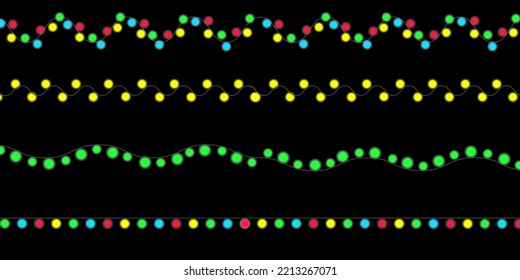 garlands black background. Design element. Vector illustration. Stock picture.