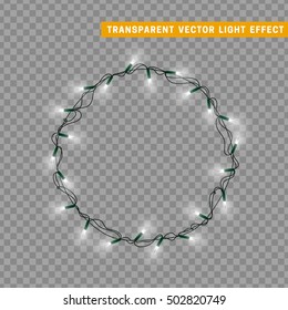 Garlands, Christmas decorations lights effects. Isolated vector design elements. Glowing lights for Xmas Holiday greeting card design. Christmas decoration realistic luminous garland Garlands, Christmas decorations lights effects. Isolated vector design elements. Glowing lights for Xmas Holiday greeting card design. Christmas decoration realistic luminous garland