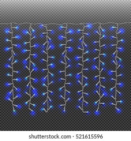 Garlands, Christmas decorations lights effects. Glowing lights for Xmas Holiday greeting card design.