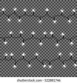 Garlands, Christmas decorations lights effects. Isolated vector design elements