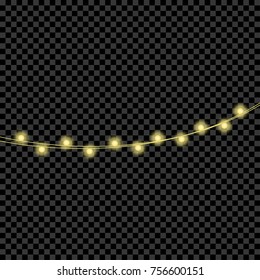 Garlands. Christmas lights. Realistic glowing lights for Xmas and New Year decorations. Vector illustration.