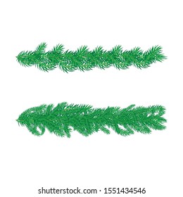 Garlands of Christmas tree branch. Vector illustrations for card, postcard, greeting card, invitation, banner isolated on white background.
