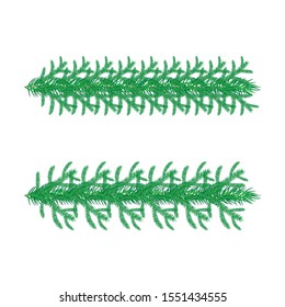 Garlands of Christmas tree branch. Vector illustrations for card, postcard, greeting card, invitation, banner isolated on white background.