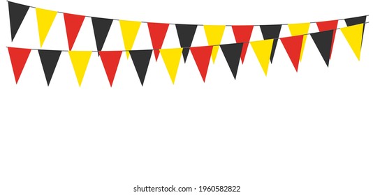 Garlands with the colors of Belgium on a white background 