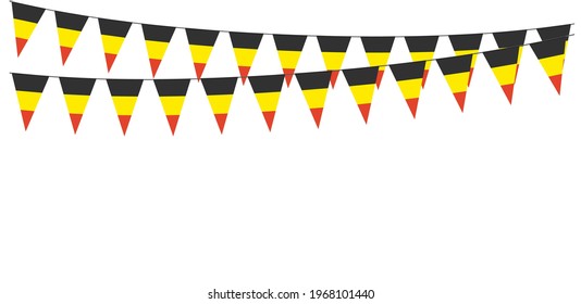 Garlands in the colors of Belgium on a white background