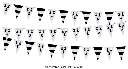 Garlands in the colors of Brittany on a white background 