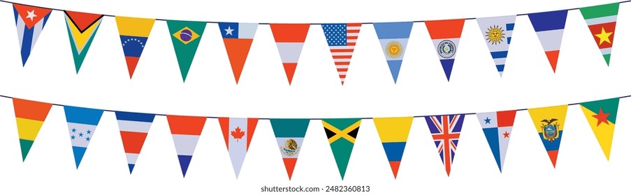 Guirnaldas en los colores de diferentes países americanos