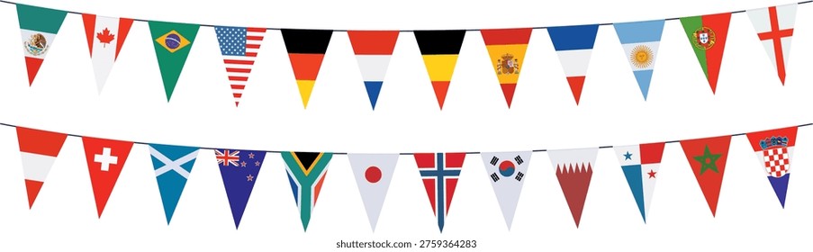 Garlands in the colors of different countries