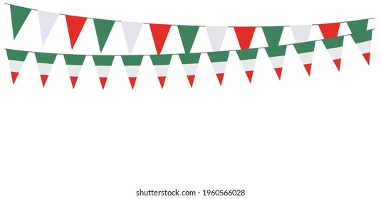 Garlands with the colors of Italy on a white 