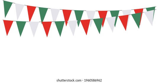 Garlands with the colors of Italy on a white background