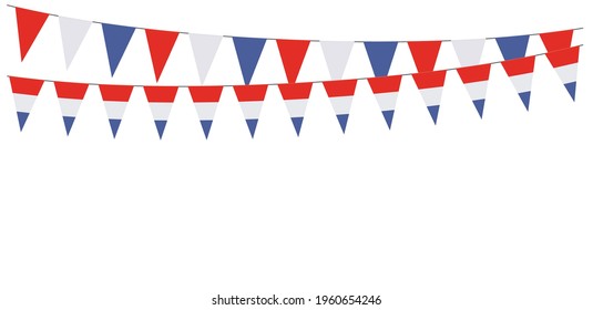 Garlands with the colors of Netherlands on a white background 