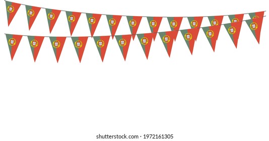 Garlands in the colors of Portugal on a white background	
 