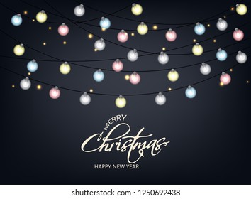 Garlands. Decorations lights effects. Vector illustration for Christmas design