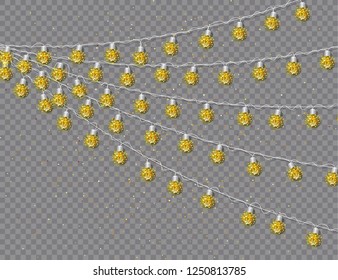 Garlands. Decorations lights effects. Vector illustration for design