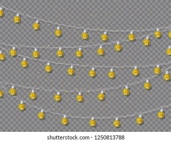 Garlands. Decorations lights effects. Vector illustration for design