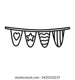 Garlands flags vector illustration in doodle style.