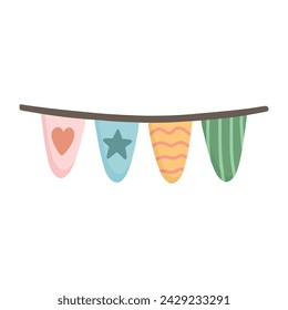 Girlanden Flaggen Vektor-Illustration im Doodle-Stil.