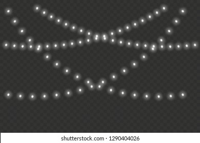 Garlands, Glowing lights isolated on transparent background. Light effect, design elements