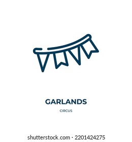 Garlands icon. Linear vector illustration from circus collection. Outline garlands icon vector. Thin line symbol for use on web and mobile apps, logo, print media.