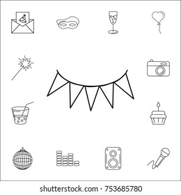 garlands icon. Set of party icons. Signs, outline symbols collection, simple thin line icons for websites, web design, mobile app, info graphics on white background