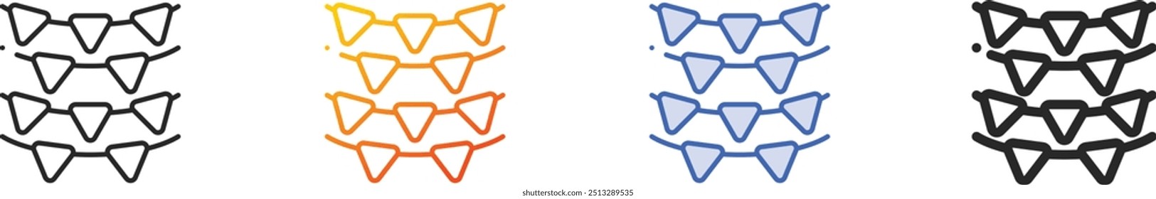 icono de guirnaldas. Diseño lineal delgado, degradado, trazo azul y estilo audaz aislado sobre fondo blanco