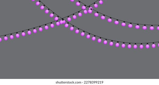 garlands of light bulbs. holiday greeting card. New year banner. Vector illustration.