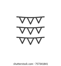 Garlands line icon, outline vector sign, linear style pictogram isolated on white. Party flag symbol, logo illustration. Editable stroke