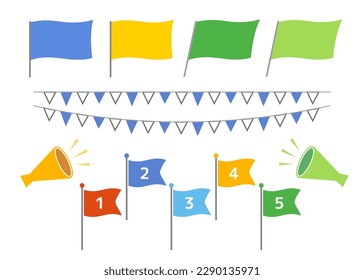 A lot of garlands, megaphones and flags are included in the set. It is useful to liven up the atmosphere of any event.