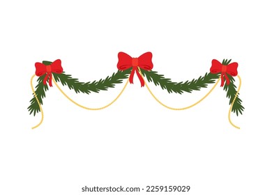 garlands with red bows icon