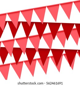 Garlands of red and pink flags. Valentine's Day.