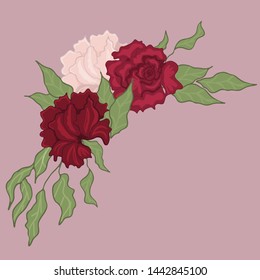 Garlands of roses. Beautiful postcards, openwork frames. Holiday invitations, greeting cards. Spring bouquet.