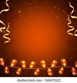 Garlands and serpentine on a christmas background, vector