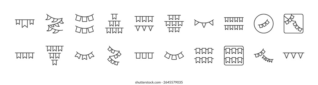 Garlands Simple Isolated Line Icons Collection. Editable Stroke. Suitable for Web Sites, Books, Cards, Apps 