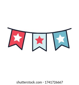 garlands with stars 4 de july line and fill style vector illustration design