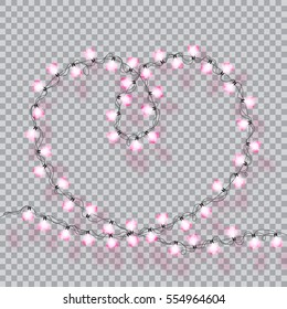 Garlands. Valentine`s day decorations lights effects