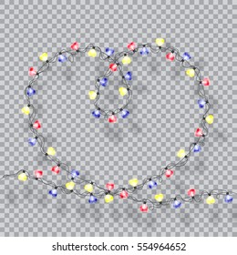 Garlands. Valentine`s day decorations lights effects
