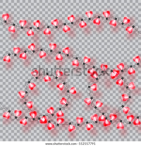 Garlands Valentines Day Decorations Lights Effects Stock Vector
