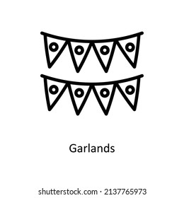 Garlands vector outline icon for web isolated on white background EPS 10 file