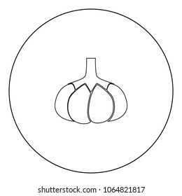 Garlic black icon in circle vector illustration isolated flat style .