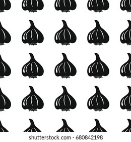 Garlic black simple silhouette vector seamless pattern. Black vegetable stylish texture. Repeating Garlic vegetables seamless pattern background for vegetable design
