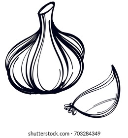 Garlic black and white pattern for menu design.