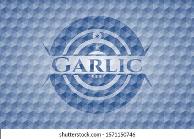 Garlic blue polygonal emblem. Vector Illustration. Detailed.
