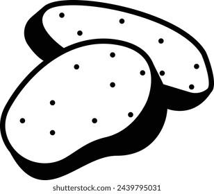 Garlic bread glyph and line vector illustration