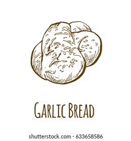 Garlic Bread, Hand Drawn Vector Illustration