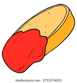 Knoblauchbrot mit Sauce Illustration, handgezeichnet, einzeln